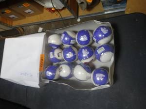 lot 22731 image: a box of 12 k state baseballs in purple and white