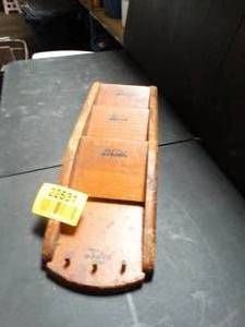 lot 22631 image: wood mail holder with a place to hold your keys