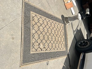 lot 26622 image: Tan & Black Outdoor Rug