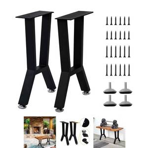 lot 430 image: Yidi Metal Bench Legs, Heavy Duty Metal Coffee Table Legs 16 inch, Black H16�W11,Set of 2 - Retail $34
