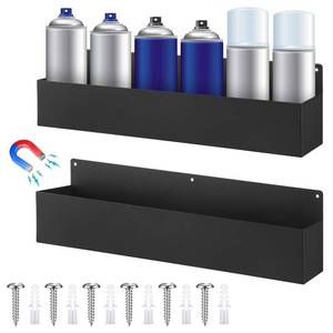 lot 438 image: Gisafai 2 Pcs Magnetic Aerosol Spray Can Holder Heavy Duty Magnet Toolbox Bottle Holder Easy Install Spray Can Organizer Wall Mounted Bottle Rack for Garage(16.54 x 3.15 x 4.33 Inch,Black) - Retail $45