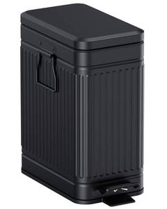 lot 439 image: GibHerz Small Trash Can with Lid Soft Close-10L2.6 Gal Stainless Steel Outdoor Dog Poop Garbage Can-Metal Waste Bins with Pedal for Bathroom Bedroom Office-Black - Retail $35
