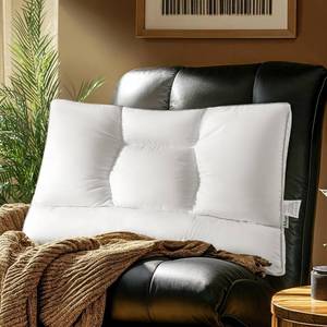 lot 440 image: AiAngu Goose Down Pillow, Cervical Support for Neck Pain Relief, 1250 Fill Power, 600 Thread Count Cotton Shell, Ergonomic Design for Side, Back, and Stomach Sleepers(White,Queen(Pack of 1)) - Retail $70