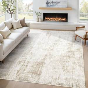lot 447 image: 6x9 Area Rug for Living Room Washable Abstract Soft Rugs Non Slip Modern Stain Resistant Low Pile Carpet for Dining Room Bedroom Nursery Office (Beige, 6x9) - Retail $66