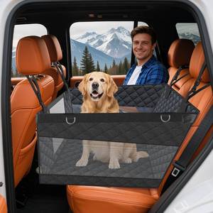 lot 465 image: Dessports Dog Car Seat for Medium Dogs - Waterproof Dog Hammock for Car SUV Truck - Non-Slip Pet Carseat - Hard Bottom Back Seat Extender for Dogs - Retail $38