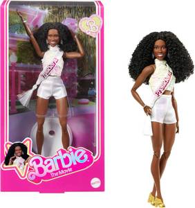 lot 472 image: Barbie The Movie President Collectible Doll, ISSA Rae as President Wearing Shimmery White Blouse & Short Set, with Dark Curly Hair & President Sash - Retail $27