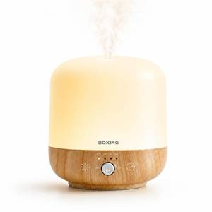 lot 477 image: Essential Oil Diffuser 300ML for Bedroom & Large Room, Up to 24 Hours Runtime, Aromatherapy Diffuser with Auto Shut-Off, 28dB Whisper Quiet, 7 Color Night Light, Wood Grain Diffuser by BOXING - Retail $13