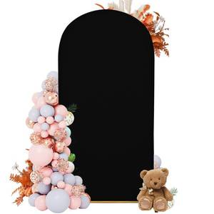 lot 481 image: DREAHOTEXTIL Arch Covers,Arch Backdrop Stand Fitted Cover for Wedding Birthday Party Ceremony Banquet Decoration(7.2FT,Black,Cover Only) - Retail $20