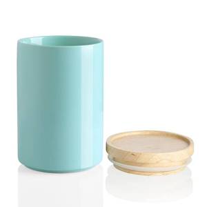 lot 486 image: Sweejar Kitchen Canisters Ceramic Food Storage Jar, Stackable Containers with Airtight Seal Wooden Lid for Serving Ground Coffee, Tea, Sugar, Salt and More - 28 Fl Oz (Dark Turquoise) - Retail $19
