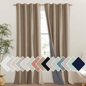 lot 495 image: NICETOWN Burlap Vintage Open Linen Weave Flax Thermal Curtains, 100% Blackout Curtains 108 Long for Dining Room, Soundproof Window Treatment Drapes for Hall Room, 52 Wide Per Panel, Set of 2 - Retail $52