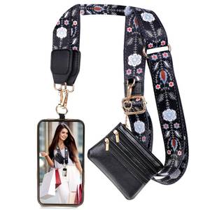 lot 499 image: XANGNIER Clip and Go Strap for Phone with Wallet Crossbody, Phone Strap with Zippered Wallet, Adjustable Anti Theft Cellphone Lanyard for Women, Cellphone Chain Accessories,Multicolor 3 - Retail $10