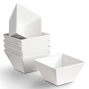 lot 500 image: Meideal Porcelain Small Serving Bowls Set of 6, 13 Oz Square Cereal Bowls, 4.6 White Ceramic Dessert Bowls for Salad, Dip, Soup, Snack, Fruits, Small Portions, Dishwasher & Microwave Safe - Retail $27
