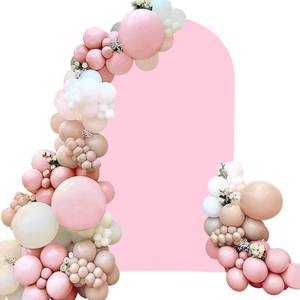 lot 506 image: Fivenl Spandex Fitted Wedding Arch Cover 6FT Pink Arch Backdrop Cover, Round Top Chiara Backdrop Stand Covers for Wedding Birthday Party Baby Shower Banquet Arch Decoration (Pink, 6FT) - Retail $16