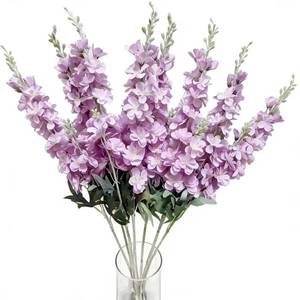 lot 507 image: Outwisp 8PCS Delphinium Artificial Flowers Larkspur Bulk Silk Flowers 33.5 in Long Stem Fake Flowers for Home Garden Wedding Floral Arrangements Decor (8, Purple) - Retail $21