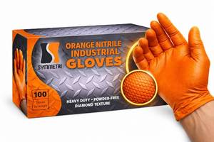 lot 511 image: AroCare 8 Mil Orange Nitrile Gloves, Diamond Grip, Powder-Free, Latex-Free, Small, 100Box - Retail $15