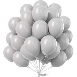 lot 512 image: PartyWoo Gray Balloons 50pcs of 12 Inch Matte Gray Latex Helium Balloon for Baby Shower Graduation Wedding Anniversary Bachelorette Retirement Birthday Gender Reveal Party Decorations Gray-Y71 - Retail $7