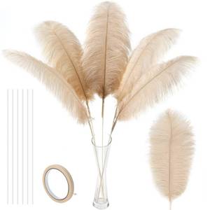 lot 515 image: Soarer Champagne Large Ostrich Feathers - 10Pcs Making Kit 34inch Extra Large Ostrich Feathers Long for Tall Vase,Floral Arrangement,Wedding Party Centerpieces and Home Decoration(Champagne) - Retail $30