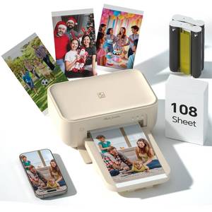 HPRT 4x6 Photo Printer with 108 Sheets & 2 Ribbons - Dye Sublimation Wireless Portable Photo Printer for iPhone & Android Smartphones, Home & Travel Picture Printing, Ideal Gift, Beige - Retail: $150