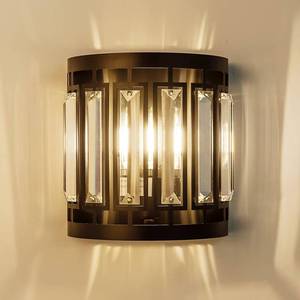 lot 517 image: Larootsi Modern Crystal Wall Sconce 1xE26 Black Vanity Wall Lamp K9 Crystal Wall Light Fixture for Hallway Doorway Bedroom Living Room Lighting - Retail $56