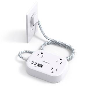 lot 518 image: Cruise Essentials 2026,One Beat Travel Power Strip with USB C,Flat Plug Extension Cord with 3 Outlets 4 USB Ports(2 USB C),6 ft Desk Wall Outlet Extender,Non Surge Protector for Cruise,Dorm Room,ETL - Retail $15