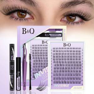 lot 530 image: B&Q Flora Eyelash Clusters Kit - Velure DIY Lash Extension Kit at Home Beginner-Friendly Natural Lashes, 120pcs 8-18mm Wispy Clusters with 0.3mm Invisible Band & Waterproof, Daily Collection - Retail $17