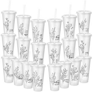 lot 542 image: Singhoow 20 Pcs Christian Gifts for Women Men, 24oz Bible Verse Plastic Cups with Lid and Straw Fathers Day Goodie Cups Bulk Party Favor for Church Events, VBS, Baptism (Transparent Colors) - Retail $27