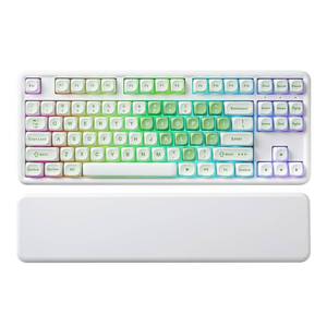 lot 543 image: YUNZII B87 Wireless Mechanical Keyboard,QMKVIA Programmable,TKL Layout 87 Keys,BT2.4GUSB-C,Hot Swap Gasket Mount RGB Backlit Gaming with Wrist Rest for WinMac (Matcha Heart, Milk V2) - Retail $72