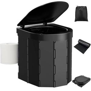 lot 553 image: PAHTTO Portable Camping Toilet, Folding Toilet for Adults with Lid and Retractable Toilet Paper Holder, Waterproof Porta Potty with Carry Bag and Disposible Liners for Hiking, RV Travel, Road Trips - Retail $25