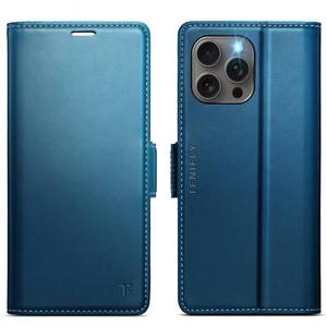 lot 556 image: Tenifly for iPhone 15 Pro Case Wallet with RFID Blocking Card Holder, PU Leather Kickstand Protective Flip Phone Cover Fit for iPhone 15 Pro 6.1, Blue - Retail $20