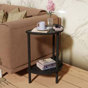 lot 557 image: Small Damage See Photos Skovtree End Table, Half Moon Side Tables, Living Room Half Round 2 Tier Table for Small Space, Living Room Bedroom Couch Tables with Storage Shelf (Black) - Retail $42
