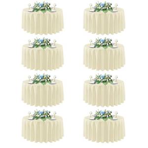 lot 558 image: sancua Round Tablecloth 90 Inch Diameter, 8 Pack - Circle Polyester Fabric Table Cloth for Wedding Party Reception Banquet Birthday, Washable Formal Table Cover (Fit 30-72 Inch Tables), Beige - Retail $54