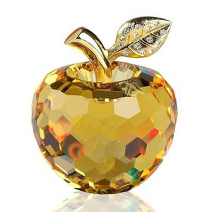 lot 571 image: DOJOZ Crystal Apple Valentines Day Gifts Paperweight Craft Decoration Table top Ornament Statue Home Decor (Yellow) - Retail $20