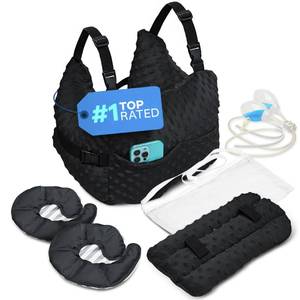 lot 578 image: Zomaple Mastectomy Recovery Pillow with Strap, Swirly Gel Pack, Seat Belt Cover & Shower Lanyard �� Post-Op Essentials, Breast AugmentationReduction & Recovery Supplies �� Washable Cover for Comfort - Retail $40
