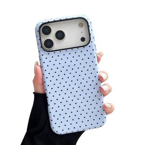 lot 584 image: Sayoaho Compatible with iPhone 17 Pro Max Case, Fashion Cute Polka Dot Pattern Aesthetic Design for Women, Soft TPU and Hard Back Shockproof Phone Case for iPhone 17 Pro Max 6.9 inch, Blue - Retail $10