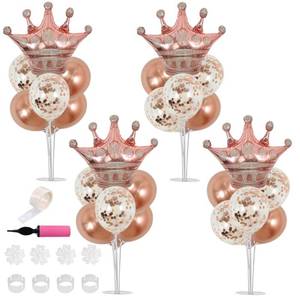 lot 586 image: TONIFUL Table Centerpiece Balloons Stand Kit Include Rose Gold Latex Confetti Balloons and Foil Crown Balloon for Birthday Baby Shower Wedding,2025 Graduation Anniversary Table Party Decorations - Retail $18