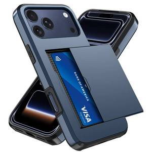 lot 602 image: Qinmay Compatible with iPhone 17 Pro Case Wallet,Built-in Card Holder, Heavy Duty Protective Dual Layer Shockproof Hidden Card Slot Slim Wallet Phone Cover for iPhone 17 Pro ��Blue - Retail $10
