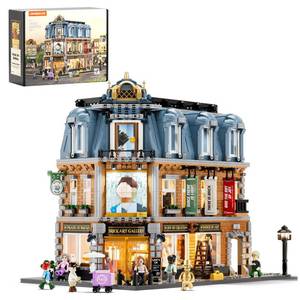 lot 610 image: Lumibricks Brick Art Gallery Lighting Building Bricks Set - Town Life City Modular Collection Kit with Minifigures 3400 Pcs for Adults & Teen & Visual Art Lovers - Retail $153