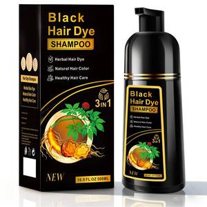 lot 614 image: Black Hair Dye Shampoo 3 in 1 for Gray Hair, Herbal Ingredients Natural Color Shampoo Hair Dye for Women Men - Retail $8