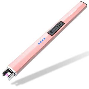 lot 616 image: FUKKUDA Electric Candle Lighter with Safety Switch - USB Rechargeable Windproof & Flameless Plasma Arc Lighter for Easter Basket Stuffers (Rose Gold) - Retail $7