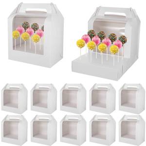 lot 637 image: Ubamdom 12 Pack Cake Pop Boxes, 18 Holes Cakes Pop Holder White Cake Pops Packaging Boxes with Clear Window Gift Cakes Stand Portable Lollipop Display Carriers for Wedding Birthday Shower Party - Retail $24
