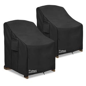 lot 644 image: Osileyo Patio Chair Cover 2 Pack(30W x 34D x 36Hinches),Waterproof Heavy Duty Outdoor Furniture Covers for Patio Adirondack Chair,Black - Retail $41