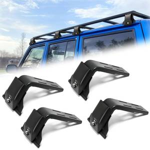 lot 646 image: Roof Rack Gutter Mount Brackets for Jeep Wrangler JL JK 2007��2024, Gladiator JT & Cherokee XJ 1984��2001, Adjustable Heavy-Duty Steel Crossbar Mount (Fits Standard Rain Gutters Only) - Retail $66