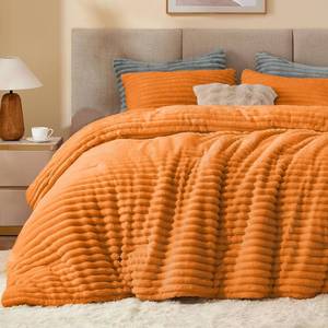 lot 649 image: BEDELITE Fleece King Comforter Set -Super Soft & Warm Fluffy Burnt Orange Bedding, Luxury Fuzzy Heavy Bed Set for Winter with 2 Pillow Cases - Retail $63