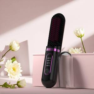 lot 659 image: Cordless Hair Straightener Brush, Portable Straightening Brush for Women, Mini Negative Ion Hot Comb for Travel, 30Mins Auto-Off, USB Rechargeable, Fast Heating 4 Temperature Settings(Black)