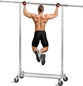 lot 662 image: VIPLEEO Clothing Garment Rack Capacity 550LBS Rolling Clothes Rack on Wheels - Heavy Duty Commercial Storage Organizer - Mobile Clothes Rack with Multifunctional Design (Silver) - Retail $70