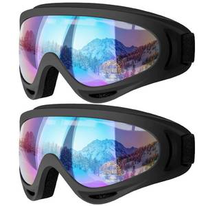 lot 665 image: COOLOO Ski Goggles, 2 Pack Snow Goggles Snowboard Goggles for Men Women Kids - UV Protection Foam Anti-Scratch Dustproof - Retail $8