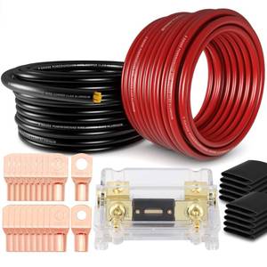 lot 684 image: 10 Gauge Wire(20ft Each - RedBlack) Copper Clad Aluminum CCA with 250A ANL Fuse Holder,20pcs Lugs Terminal Connectors & 31 Heat Shrink Tube for PowerAuto,Amplifier,Ground Cable - Retail $63