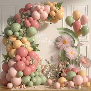 lot 693 image: Dusty Pink Green Balloons 12INCH 5INCH Light Pink Olive Green Nude Balloon 45PCS Apricot Blush Helium Latex Balloons Boho Birthday Party Decorations Baby in Bloom Wedding Engagement Bridal Shower - Retail $13