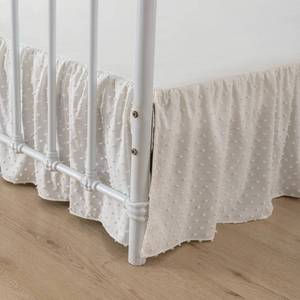 lot 696 image: Tufted Dot Bed Skirt Twin Size Ruffled Bed Skirt with Split Corners, 14 Inch Drop Dust Ruffle Bed Skirts with Platform, Ivory - Retail $26