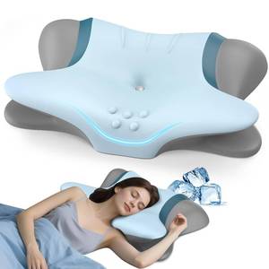 lot 697 image: Cervical Neck Pillow for Pain Relief - Ergonomic Side Sleeper Pillow for Neck Support, Orthopedic Memory Foam Pillows for Sleeping, Contour Cervical Pillow Bed Pillow for Back Stomach Sleepers - Retail $30